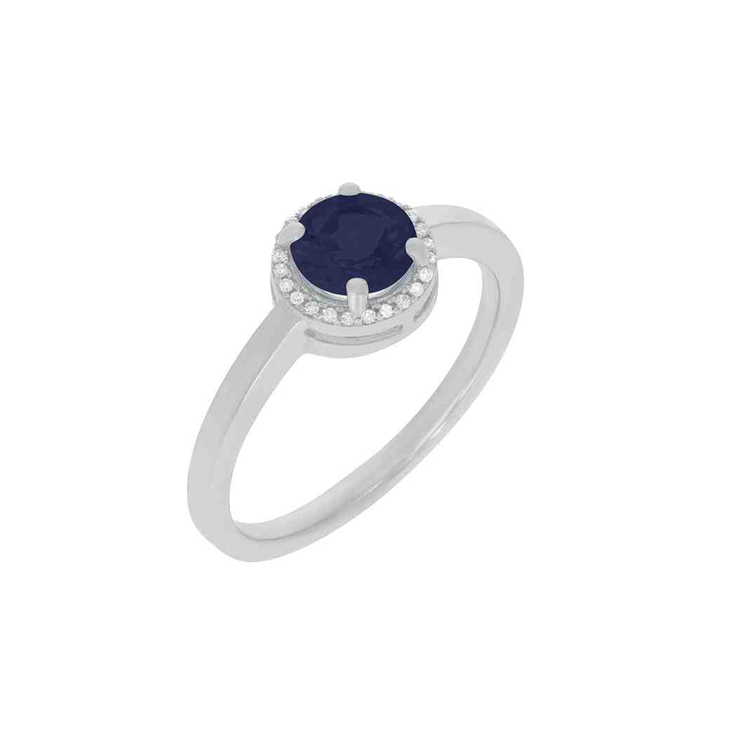 Round Blue Shapphire with a Halo Ring PD31343ALR BLUE SAPPHIRE